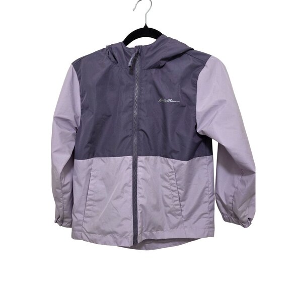 Eddie Bauer Girls Lightweight Waterproof Wing Breaker Jacket Hood Lavender Size - Picture 1 of 10